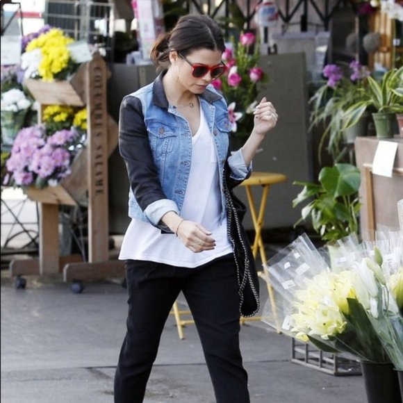 J Brand Bowie Denim Jacket with Coated Sleeves - Picture 2 of 11